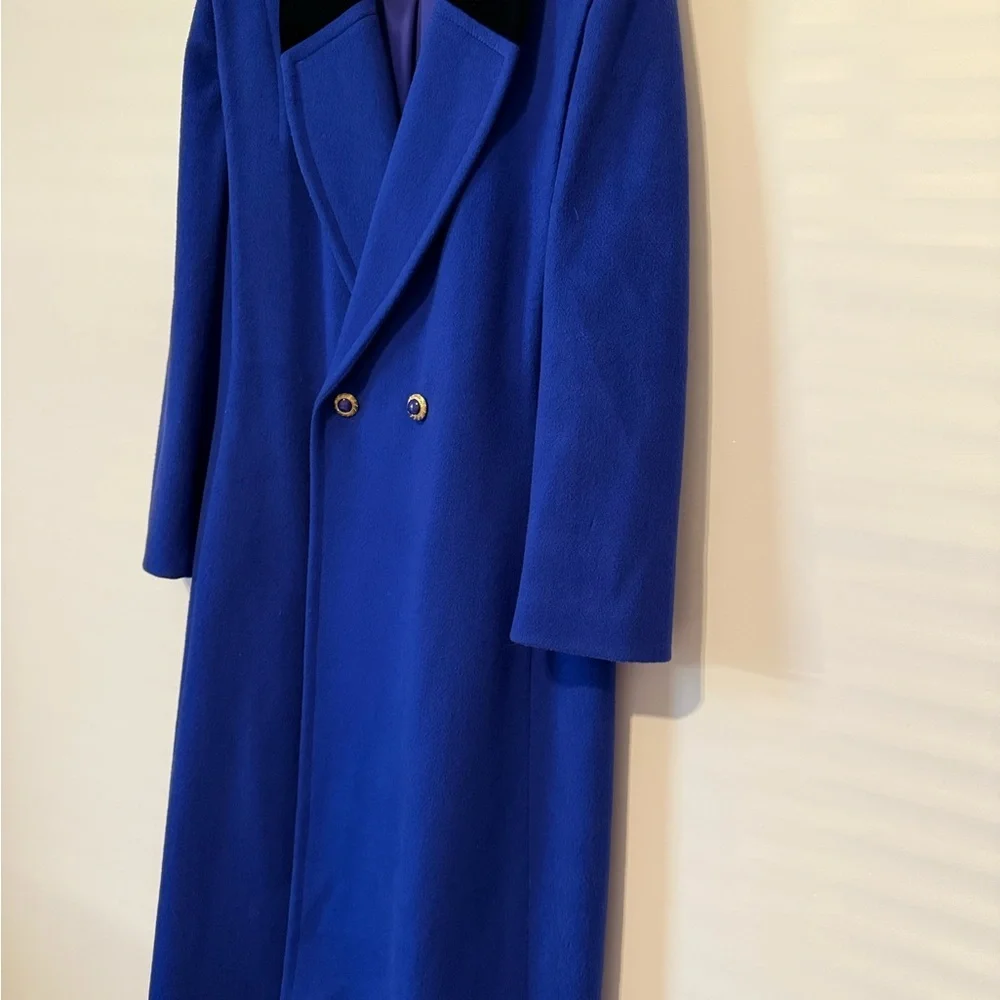John Weitz Vintage Vibes 60s Inspired Sapphire Blue Wool Women's Pea Coat - Picture 4 of 16